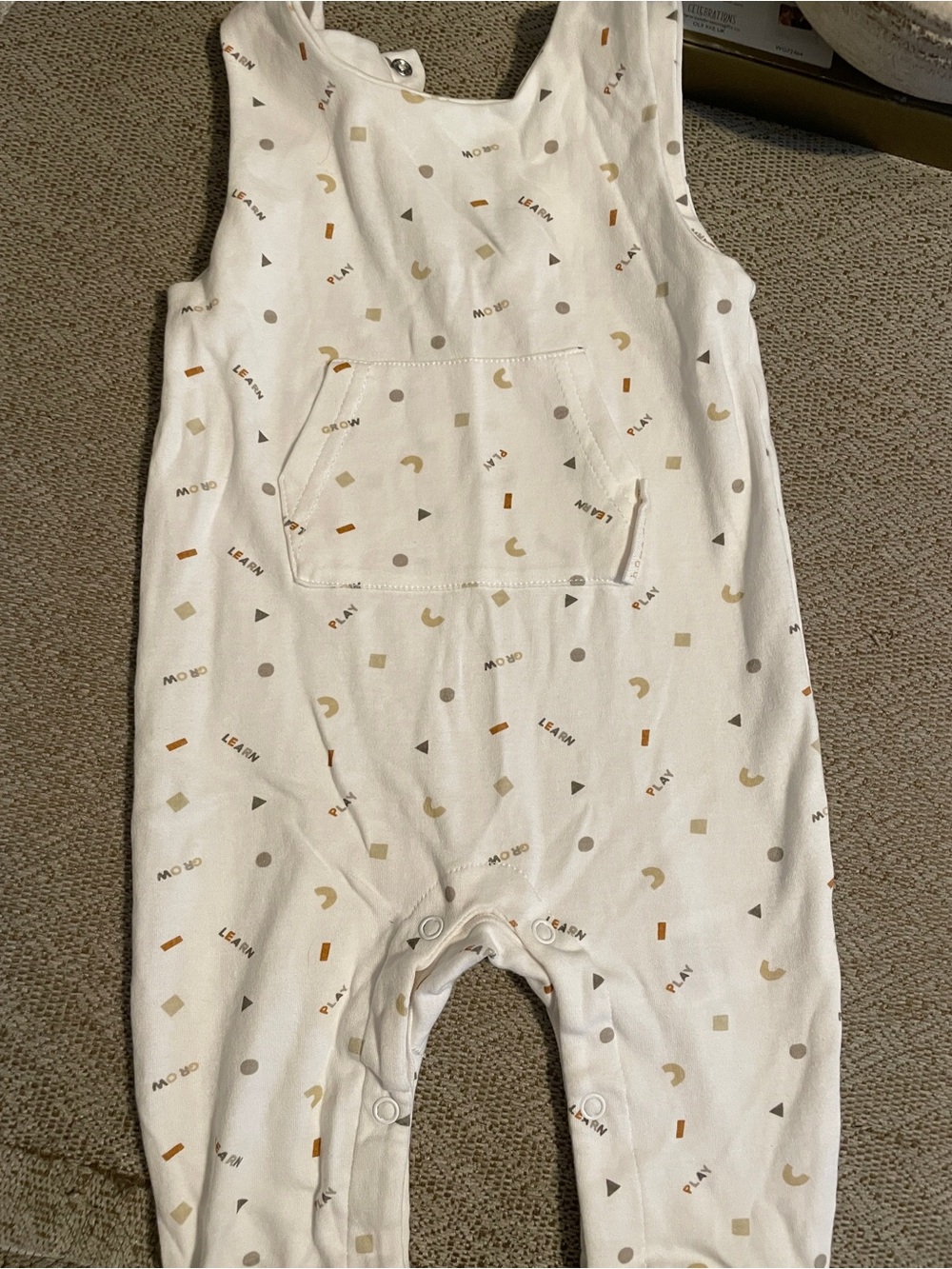 Cream One-Piece Romper with Neutral Geo Print